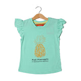 SEA GREEN PINEAPPLE PRINTED T-SHIRT FOR GIRLS