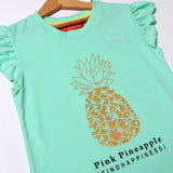 SEA GREEN PINEAPPLE PRINTED T-SHIRT FOR GIRLS