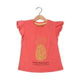 DARK PEACH PINEAPPLE PRINTED T-SHIRT FOR GIRLS