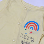 YELLOW "RAINBOW LET'S GO" PRINT FULL BODY FULL SLEEVES ROMPERS