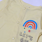 Load image into Gallery viewer, YELLOW &quot;RAINBOW LET&#39;S GO&quot; PRINT FULL BODY FULL SLEEVES ROMPERS
