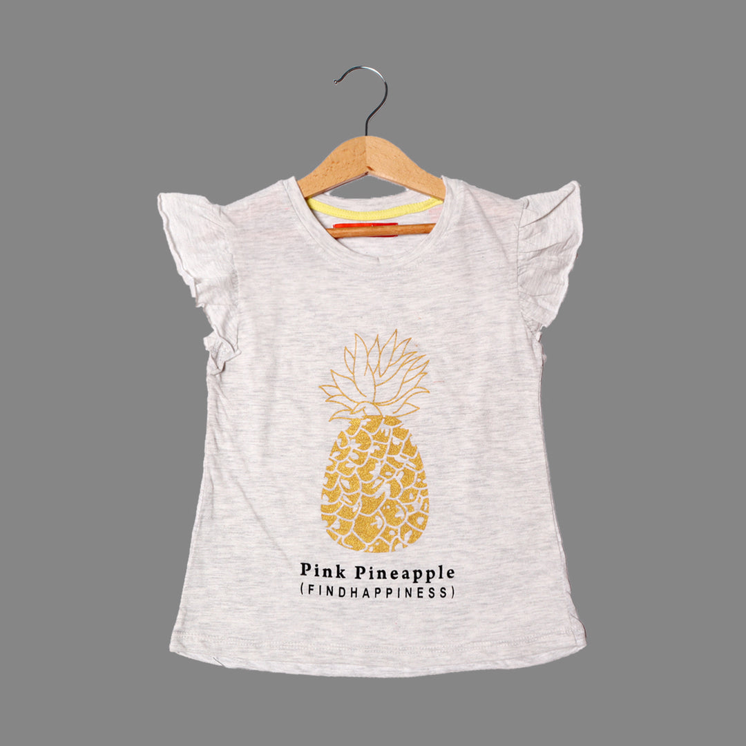 OFF WHITE PINEAPPLE PRINTED T-SHIRT FOR GIRLS