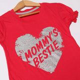 BLUSH PINK MOMMY'S BESTIE PRINTED T-SHIRT FOR GIRLS