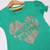 LIGHT GREEN MOMMY'S BESTIE PRINTED T-SHIRT FOR GIRLS