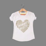 Load image into Gallery viewer, WHITE MOMMY&#39;S BESTIE PRINTED T-SHIRT FOR GIRLS
