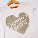WHITE MOMMY'S BESTIE PRINTED T-SHIRT FOR GIRLS