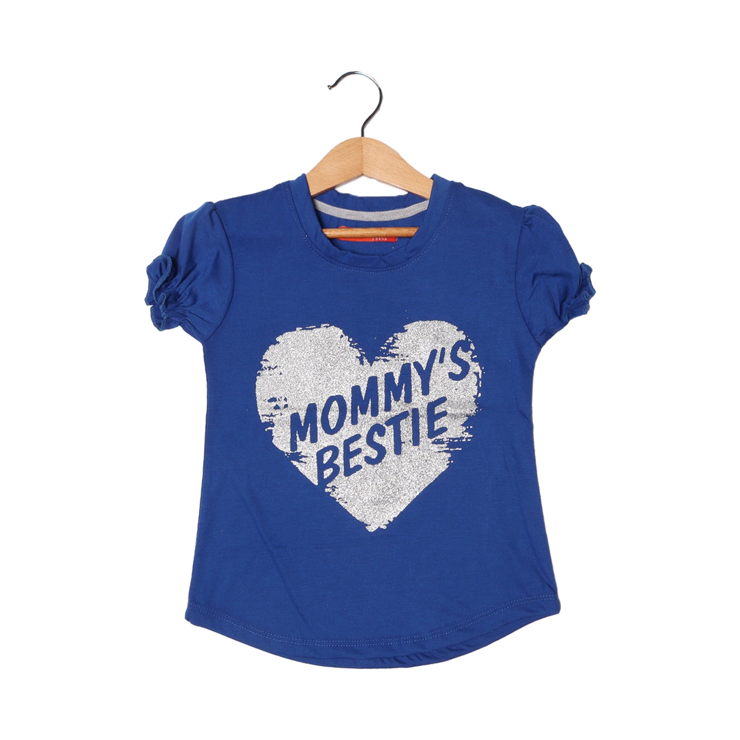 ROYAL BLUE MOMMY'S BESTIE PRINTED T-SHIRT FOR GIRLS