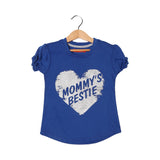 ROYAL BLUE MOMMY'S BESTIE PRINTED T-SHIRT FOR GIRLS