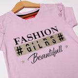 LIGHT PURPLE FASHION GIRLS BEAUTIFULL PRINTED T-SHIRT FOR GIRLS