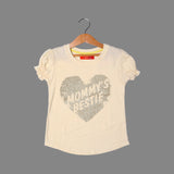 CREAM MOMMY'S BESTIE PRINTED T-SHIRT FOR GIRLS