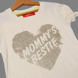 CREAM MOMMY'S BESTIE PRINTED T-SHIRT FOR GIRLS