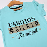 SKY BLUE FASHION GIRLS BEAUTIFULL PRINTED T-SHIRT FOR GIRLS