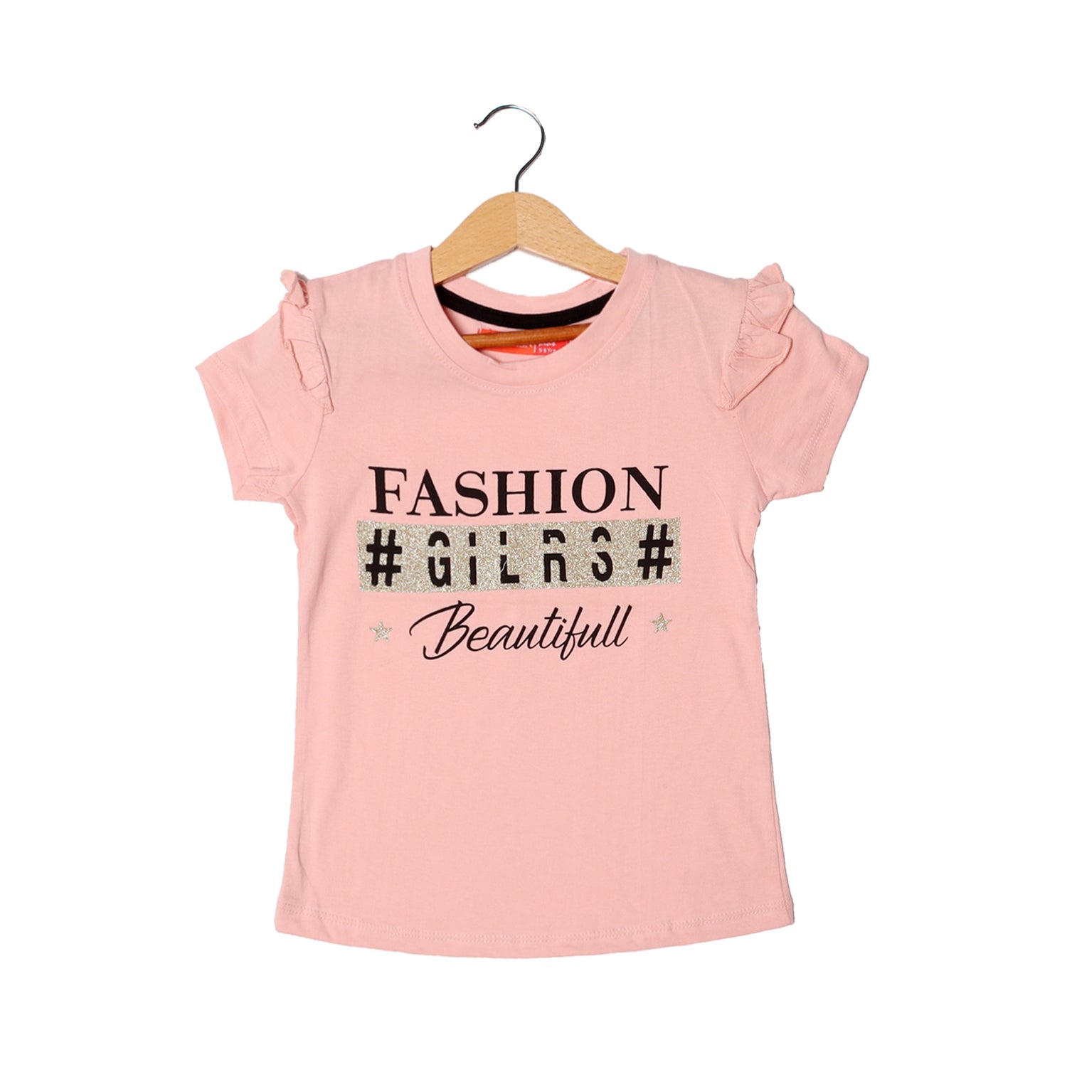 LIGHT PINK FASHION GIRLS BEAUTIFULL PRINTED T-SHIRT FOR GIRLS Main image