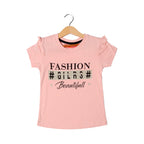 LIGHT PINK FASHION GIRLS BEAUTIFULL PRINTED T-SHIRT FOR GIRLS