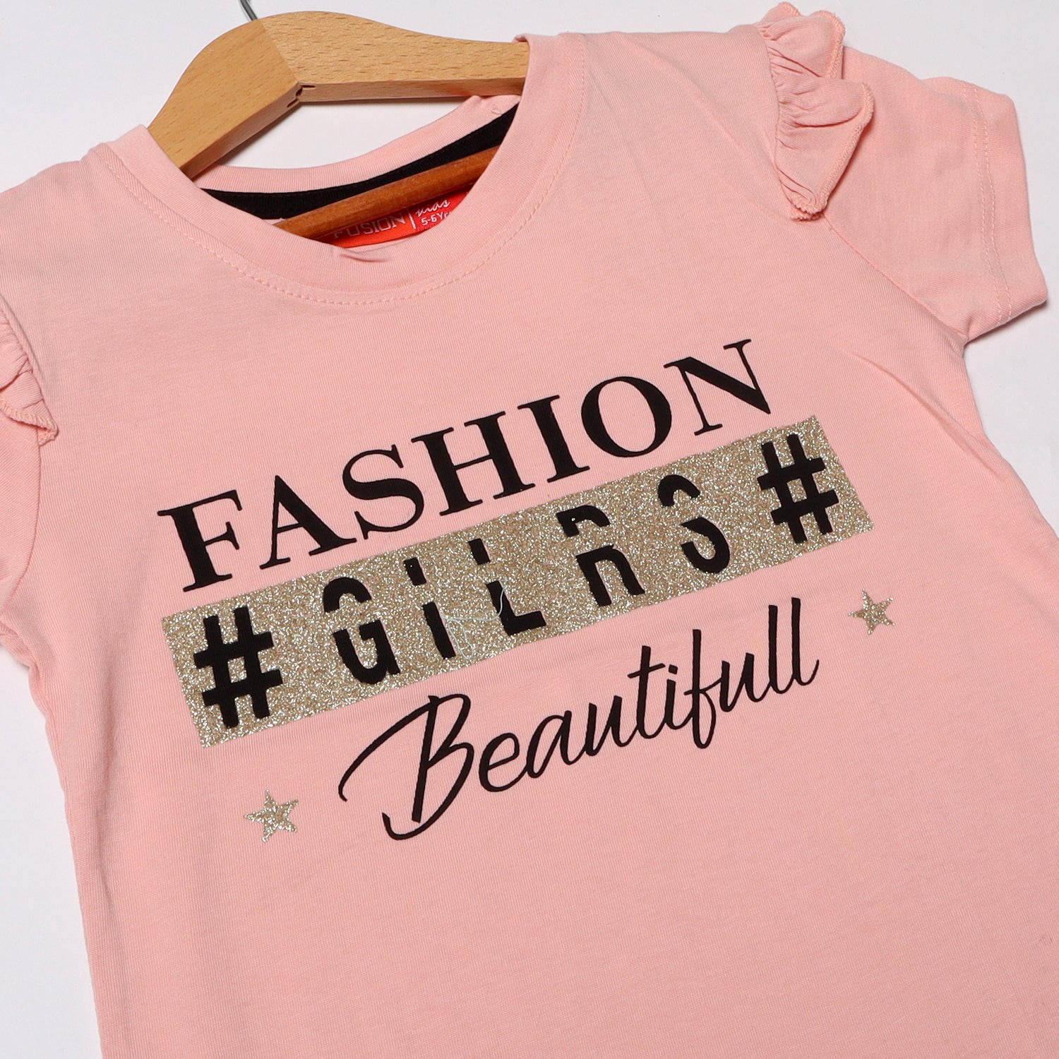 LIGHT PINK FASHION GIRLS BEAUTIFULL PRINTED T-SHIRT FOR GIRLS Secondary image