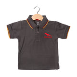 DARK GREY DINOSAUR PRINTED POLO T-SHIRT