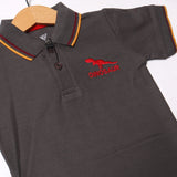 DARK GREY DINOSAUR PRINTED POLO T-SHIRT
