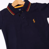 NAVY BLUE HORSE PRINTED POLO T-SHIRT