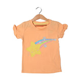 PEACH RAINBOW STAR PRINTED T-SHIRT FOR GIRLS