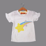 WHITE RAINBOW STAR PRINTED T-SHIRT FOR GIRLS