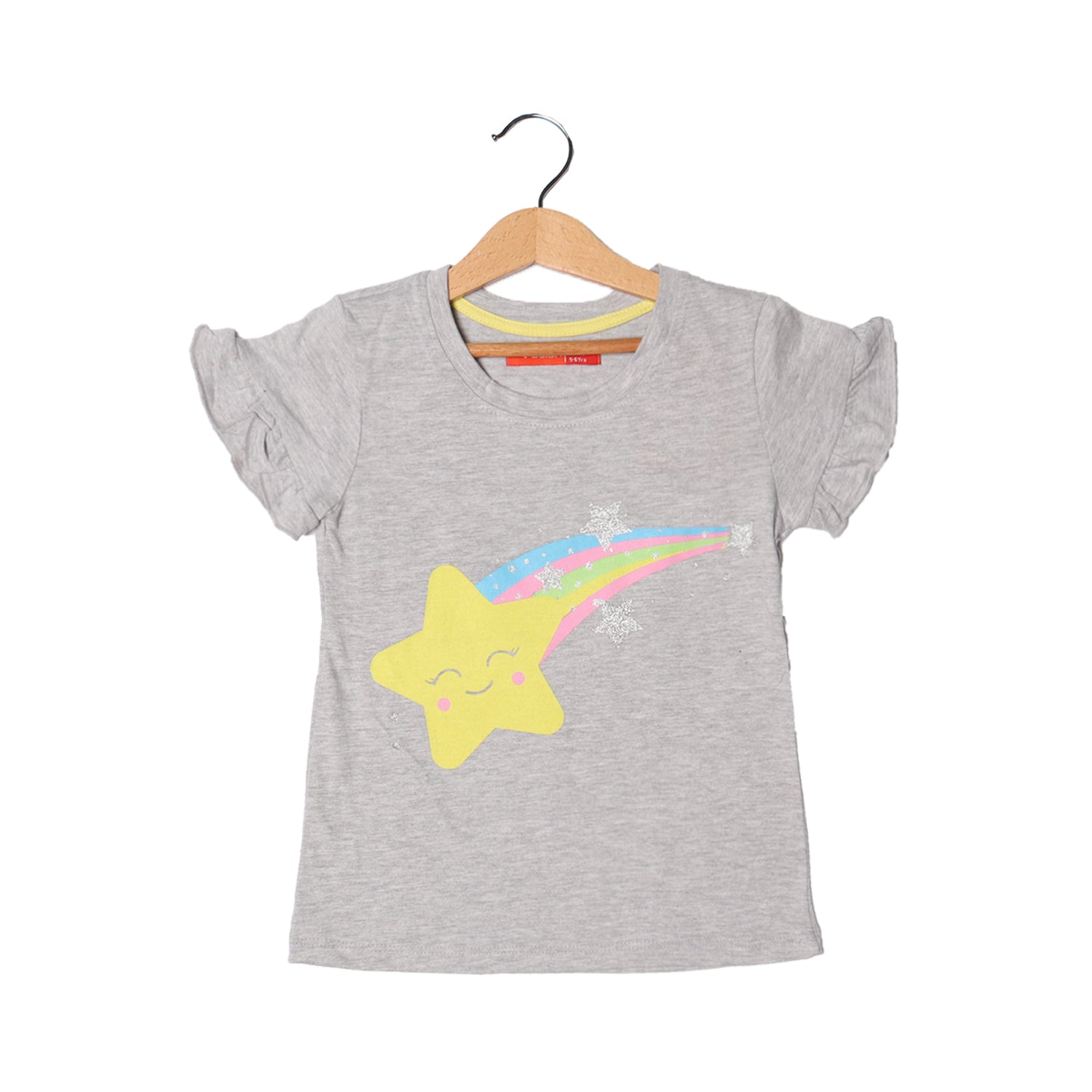 HAZEL GREY RAINBOW STAR PRINTED T-SHIRT FOR GIRLS Secondary image
