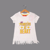 WHITE PRINCESS AT HEART PRINTED T-SHIRT FOR GIRLS