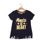 Load image into Gallery viewer, NAVY BLUE PRINCESS AT HEART PRINTED T-SHIRT FOR GIRLS
