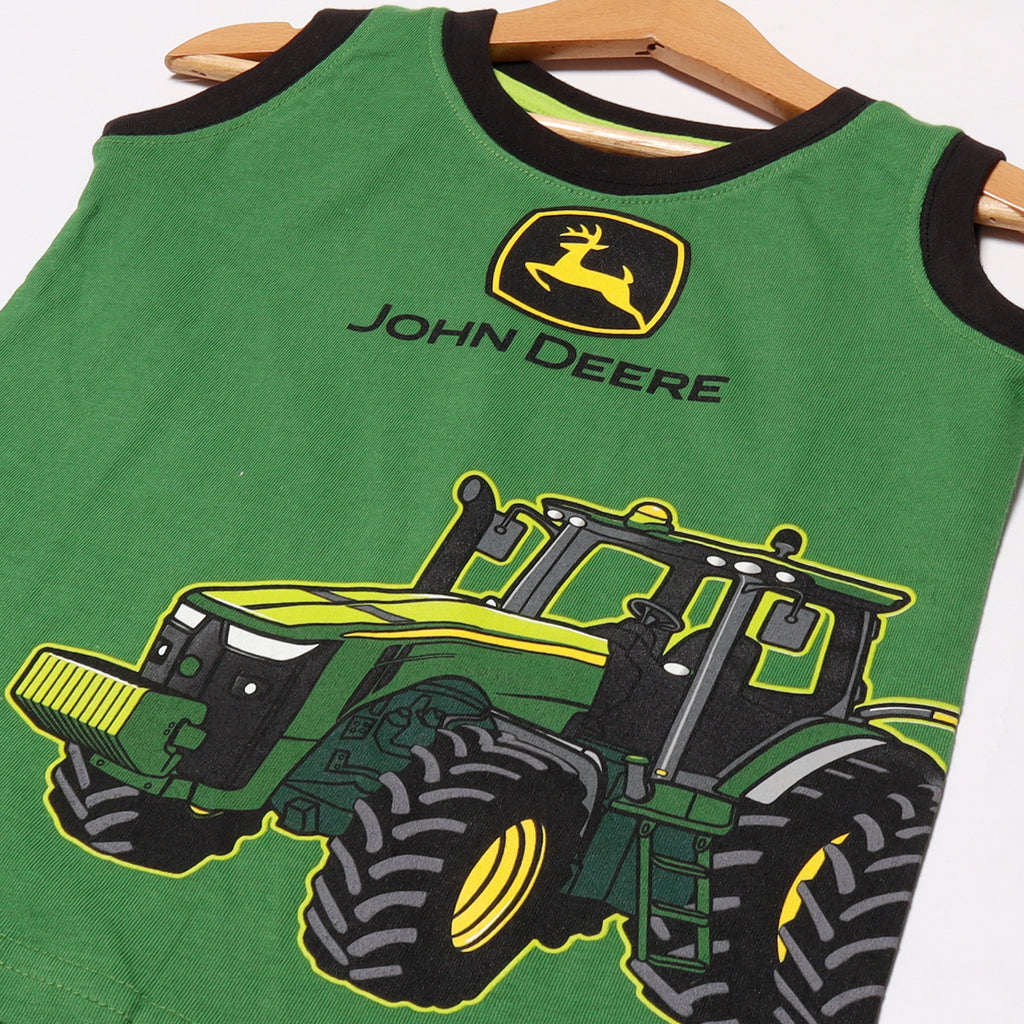 GREEN JOHN DEERE TRACTOR PRINTED SANDO FOR BOYS