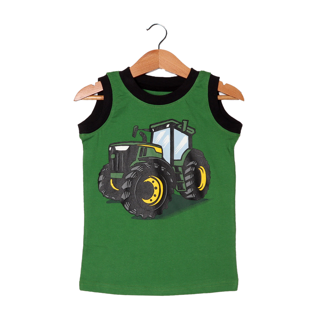 GREEN TRACTOR PRINTED SANDO FOR BOYS