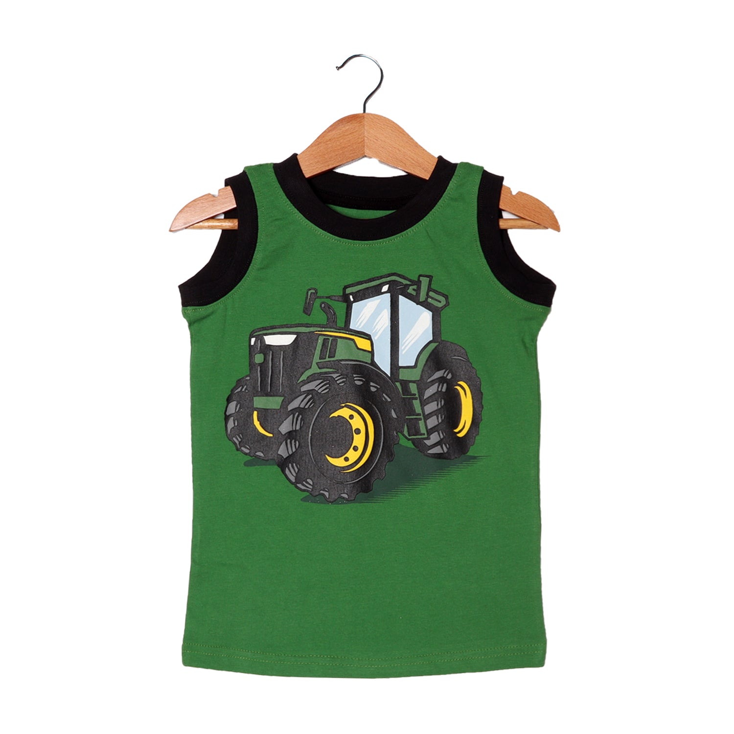 GREEN TRACTOR PRINTED SANDO FOR BOYS