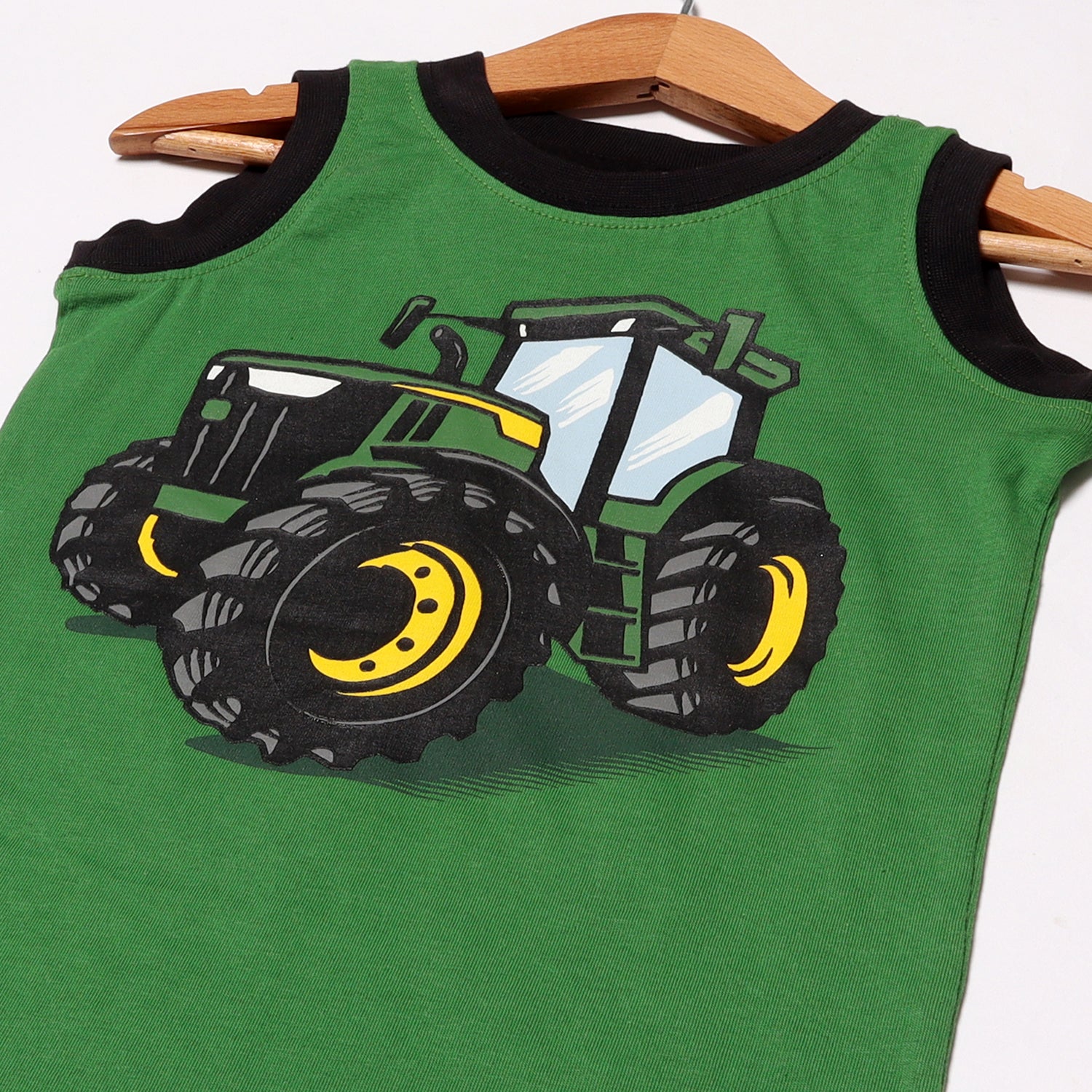 GREEN TRACTOR PRINTED SANDO FOR BOYS