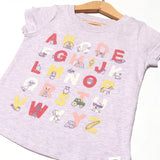 LIGHT PURPLE GLITTER ALPHABETS PRINTED T-SHIRT FOR GIRLS