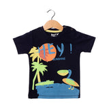 NAVY BLUE SUNSHINE PRINTED HALF SLEEVES T-SHIRT FOR BOYS