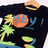 NAVY BLUE SUNSHINE PRINTED HALF SLEEVES T-SHIRT FOR BOYS
