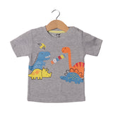 GREY ROARR DINO PRINTED HALF SLEEVES T-SHIRT FOR BOYS