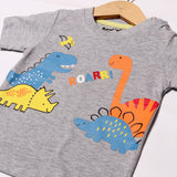 GREY ROARR DINO PRINTED HALF SLEEVES T-SHIRT FOR BOYS