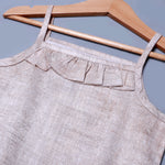 Load image into Gallery viewer, BROWN FRIL SELF PRINTED COTTON FABRIC ROMPER
