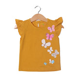 MUSTARD BUTTERFLIES PRINTED T-SHIRT TOP FOR GIRLS