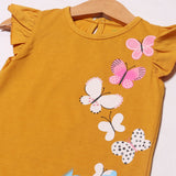 MUSTARD BUTTERFLIES PRINTED T-SHIRT TOP FOR GIRLS