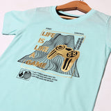 SKY BLUE LIFE IS LIKE GAME PRINTED HALF SLEEVES T-SHIRT FOR BOYS