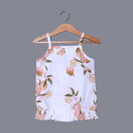 Load image into Gallery viewer, WHITE WITH ORANGE FLOWERS PRINTED COTTON FABRIC ROMPER
