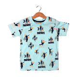 SKY BLUE FORTNITE PRINTED HALF SLEEVES T-SHIRT FOR BOYS