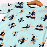 SKY BLUE FORTNITE PRINTED HALF SLEEVES T-SHIRT FOR BOYS