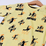 YELLOW FORTNITE PRINTED HALF SLEEVES T-SHIRT FOR BOYS