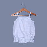 WHITE GEOMETRY DESIGN PRINTED COTTON FABRIC ROMPER