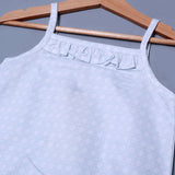 WHITE GEOMETRY DESIGN PRINTED COTTON FABRIC ROMPER