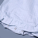 WHITE GEOMETRY DESIGN PRINTED COTTON FABRIC ROMPER