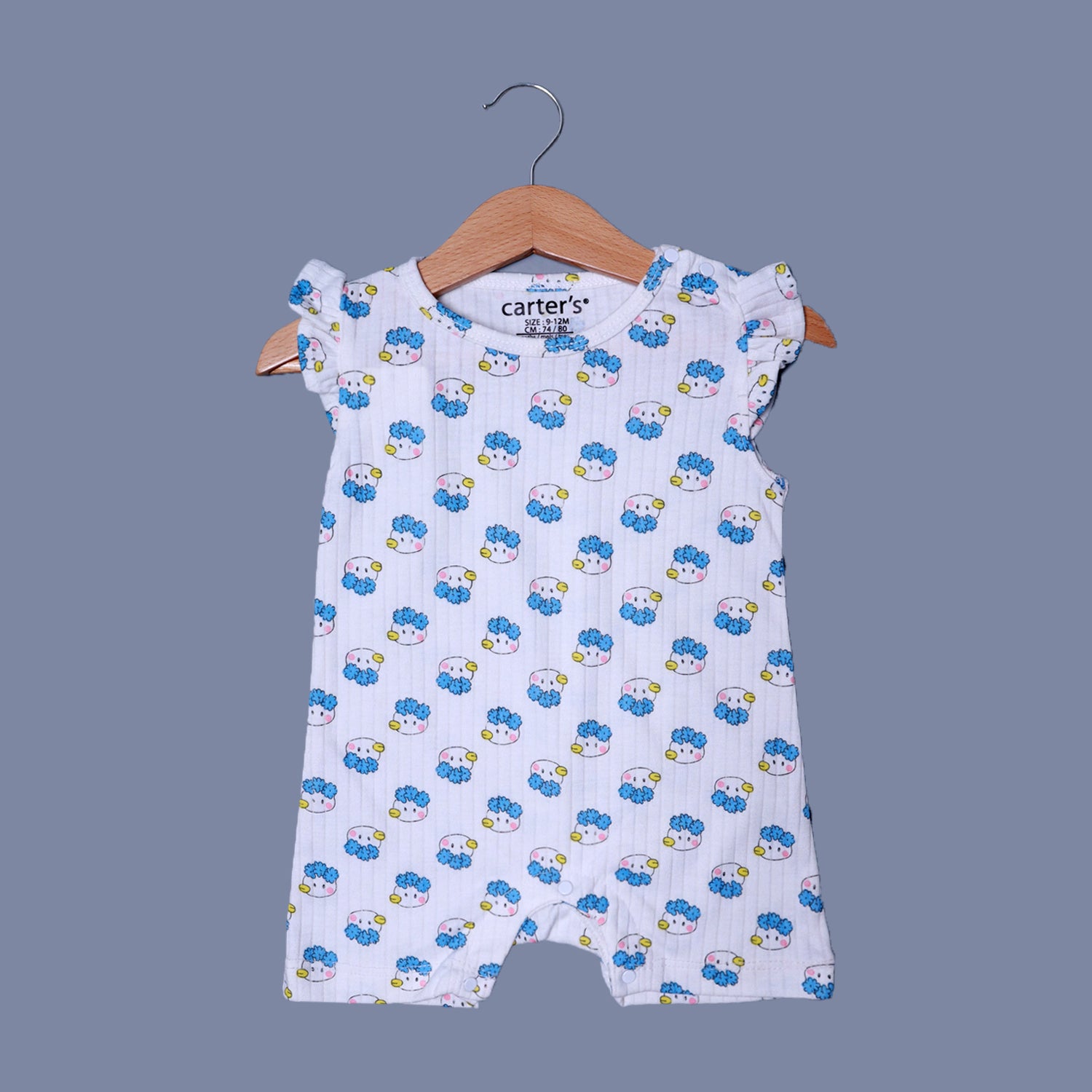 WHITE DUCK FACE PRINTED COTTON JERSY FABRIC ROMPER Main image