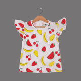 WHITE FRUITS PRINTED T-SHIRT TOP FOR GIRLS