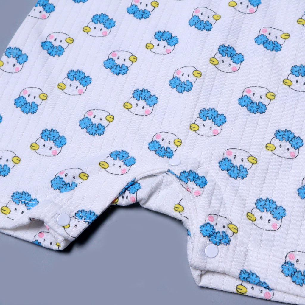 WHITE DUCK FACE PRINTED COTTON JERSY FABRIC ROMPER